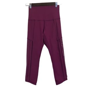 Lululemon Leggings Womens 4 Pink Purple Crop Yoga Mesh Gym Workout